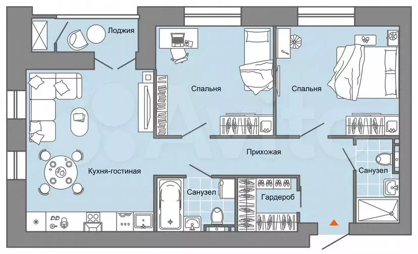 3-к. квартира, 71 м, 8/8 эт. - Фото 0