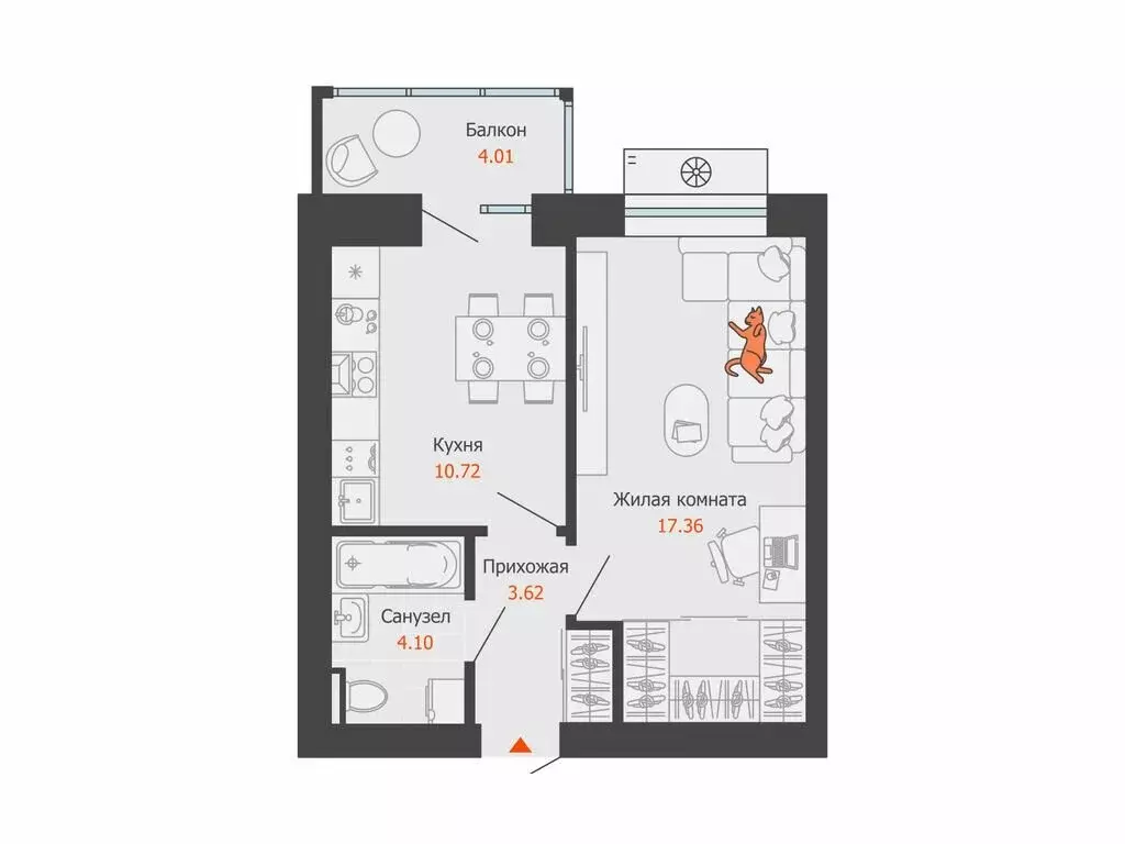 1-комнатная квартира: Волгоград, ЖК Центропарк (37 м) - Фото 1