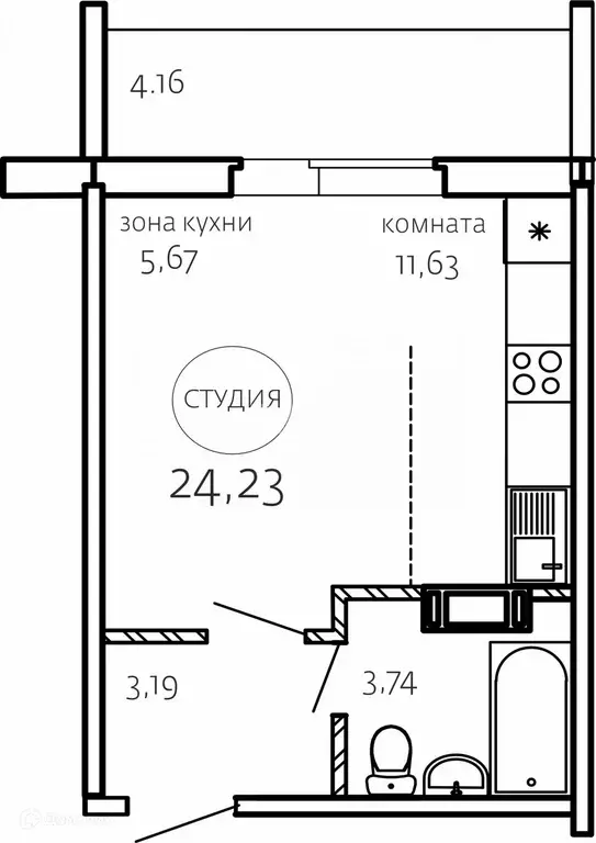 Продаётся квартира-студия, 24.23 м - Фото 0