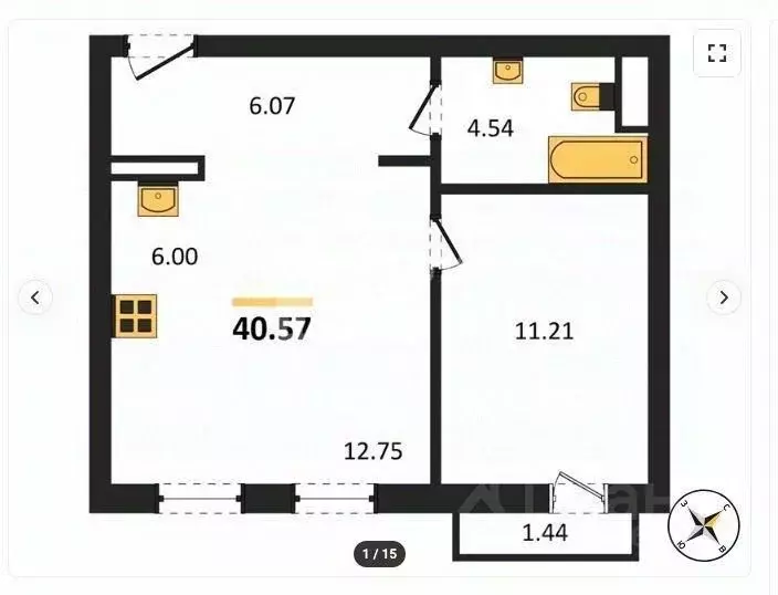 1-к кв. Челябинская область, Челябинский городской округ, пос. ... - Фото 1