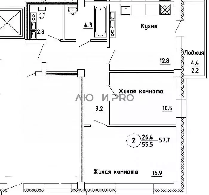 2-к кв. Кировская область, Киров ул. Ивана Попова, 93 (58.5 м) - Фото 2