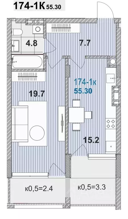 1-к кв. Калининградская область, Зеленоградск ул. Гагарина, 87 (53.1 ... - Фото 0