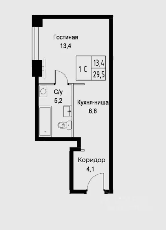 Студия Москва ул. Наметкина, 10Д (29.5 м) - Фото 1
