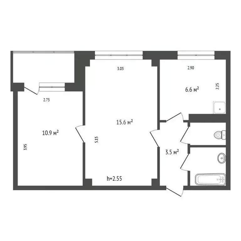 2-к кв. Красноярский край, Красноярск Ульяновский просп., 30 (41.5 м) - Фото 2