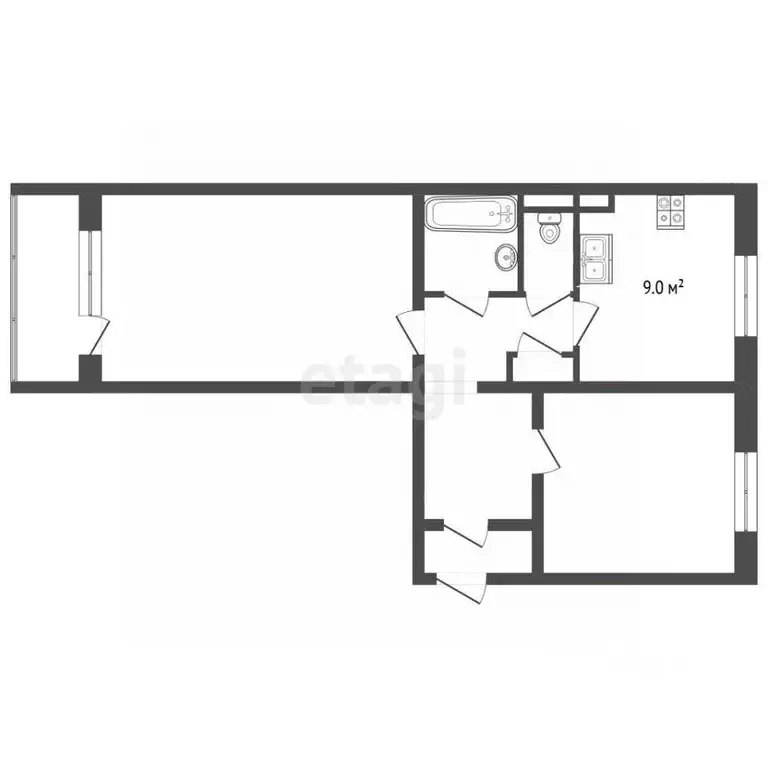 2-к кв. Ямало-Ненецкий АО, Муравленко ул. Ленина, 70 (52.2 м) - Фото 1