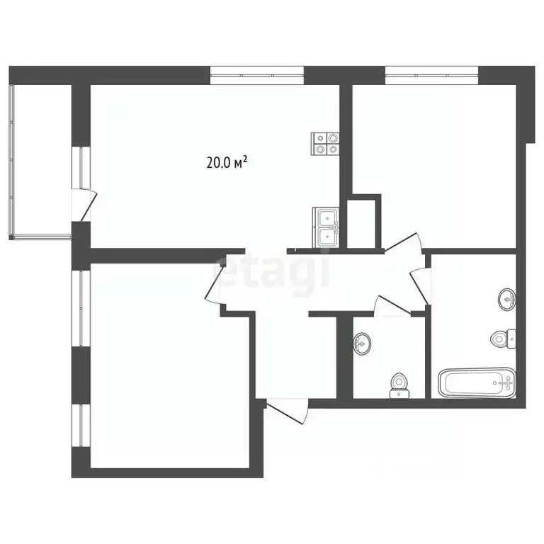 2-к кв. Тюменская область, Тюмень ул. Ю.-Р.Г. Эрвье, 32к1 (62.9 м) - Фото 2