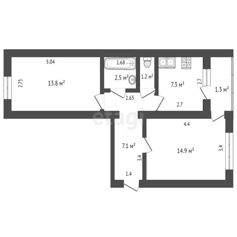 2-комнатная квартира: Саранск, улица Розы Люксембург, 6 (47.2 м) - Фото 0