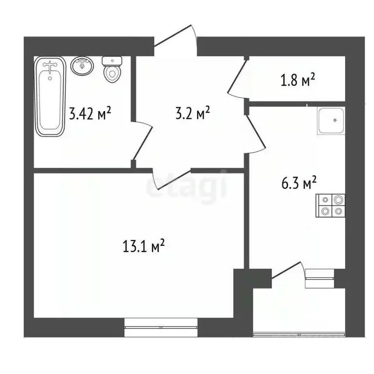 1-к кв. Нижегородская область, Нижний Новгород Северный жилрайон, ул. ... - Фото 2