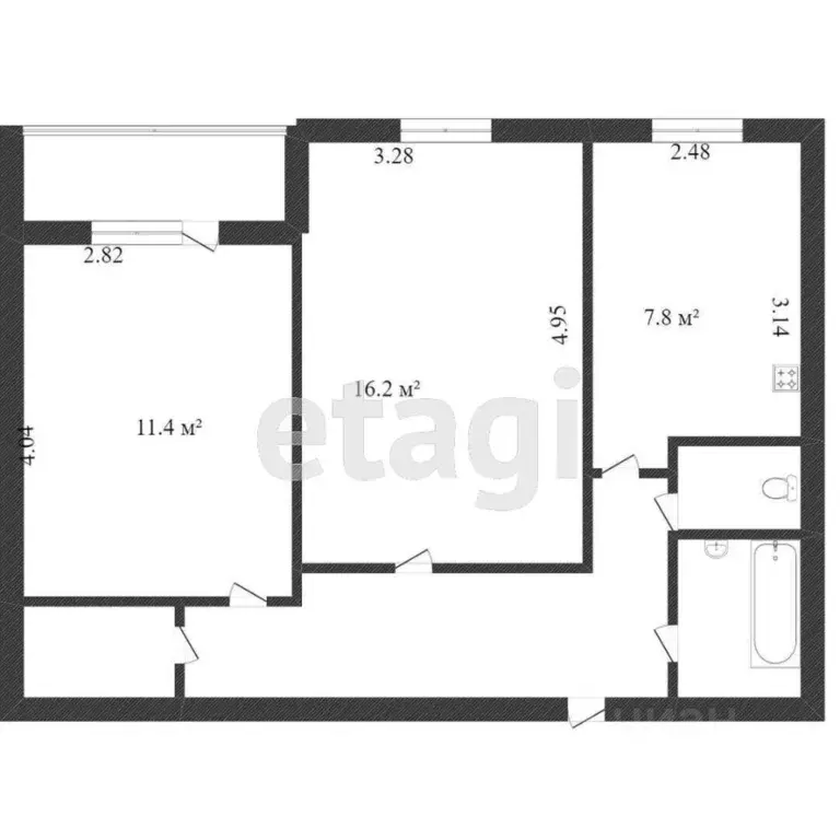 2-к кв. Калужская область, Калуга ул. Салтыкова-Щедрина, 74к2 (50.3 м) - Фото 2
