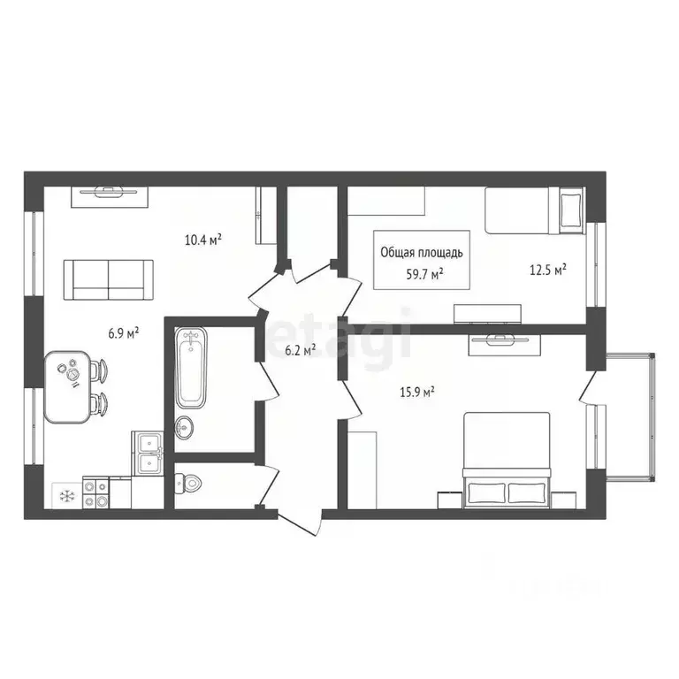 3-к кв. Новосибирская область, Бердск ул. Ленина, 39 (59.7 м) - Фото 2