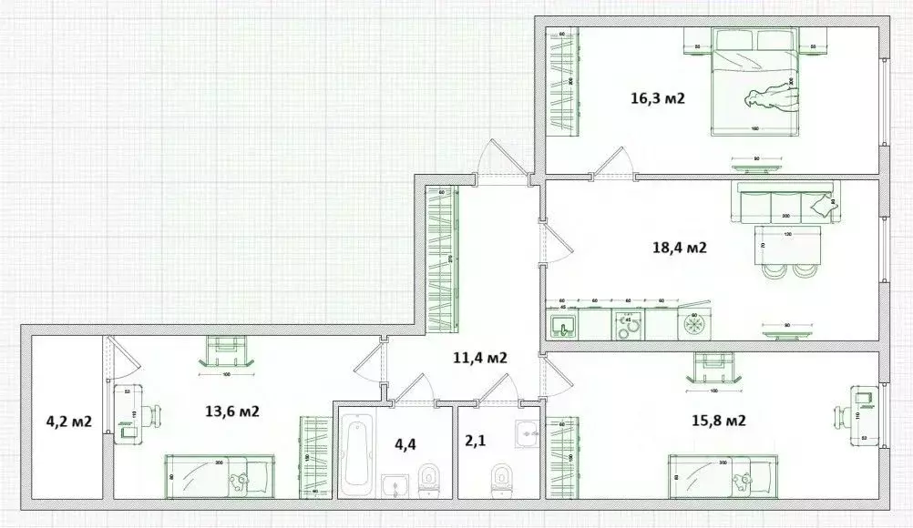 3-к кв. Свердловская область, Екатеринбург ул. Дорожная, 18 (81.9 м) - Фото 2