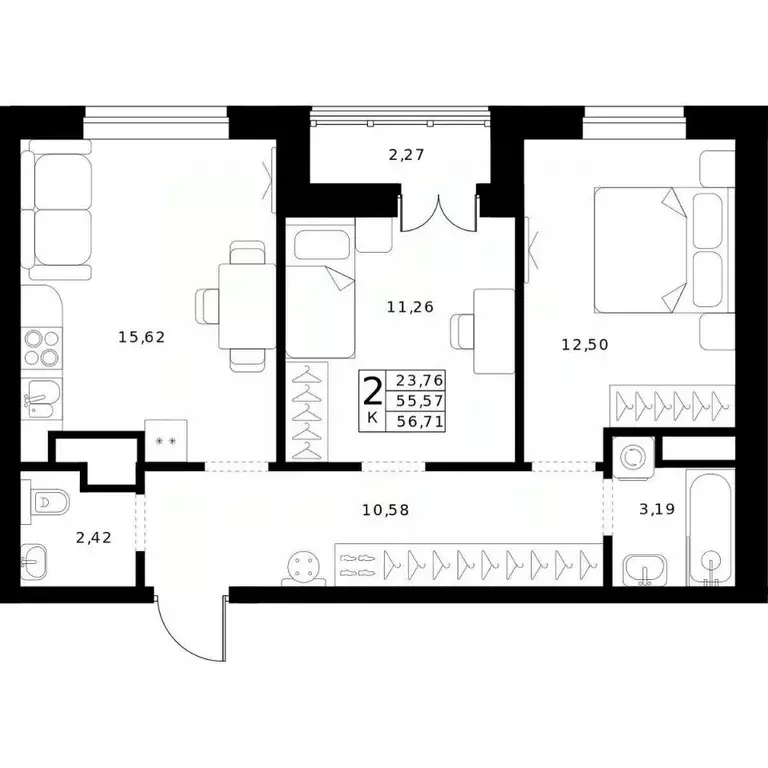 2-к кв. Нижегородская область, Нижний Новгород Ленгородок мкр, Мед ... - Фото 1