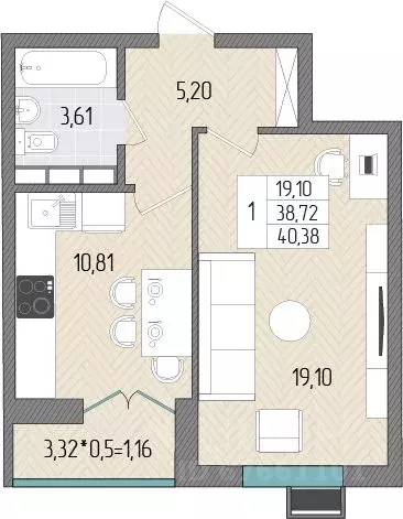 1-к кв. Краснодарский край, Темрюк Сады у моря жилой комплекс (40.38 ... - Фото 1