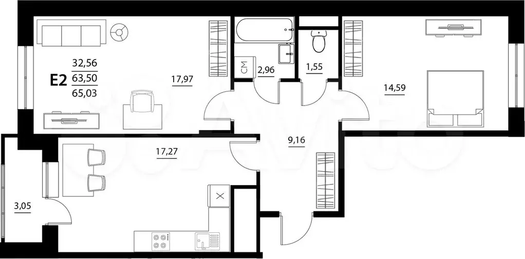 5-к. квартира, 65 м, 5/5 эт. - Фото 0