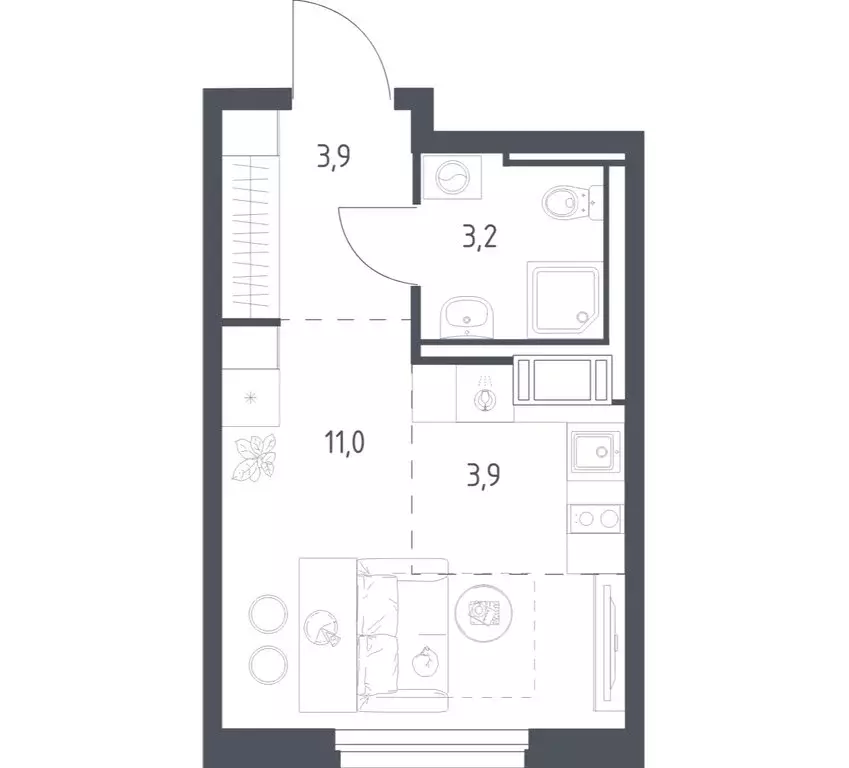 Квартира-студия: Мытищи, 1-й Стрелковый переулок, 5к1 (21.6 м) - Фото 1