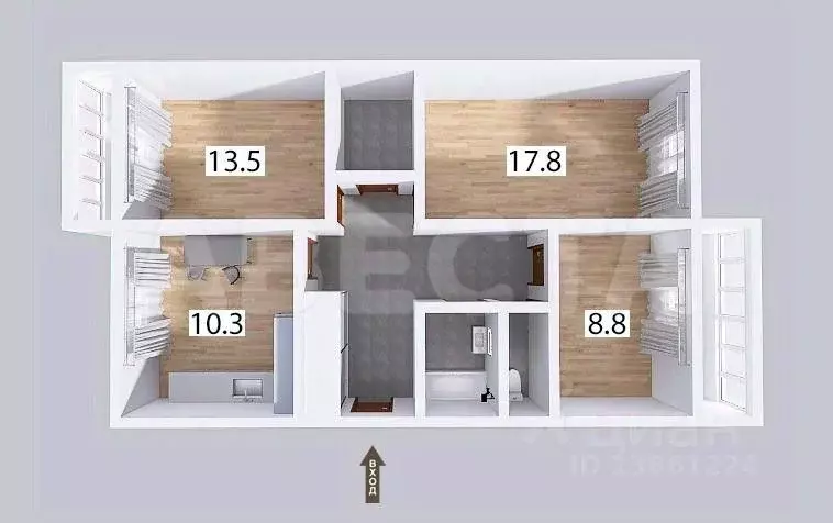 3-к кв. Омская область, Омск Московка мкр, ул. Батумская, 1/3 (69.7 м) - Фото 1