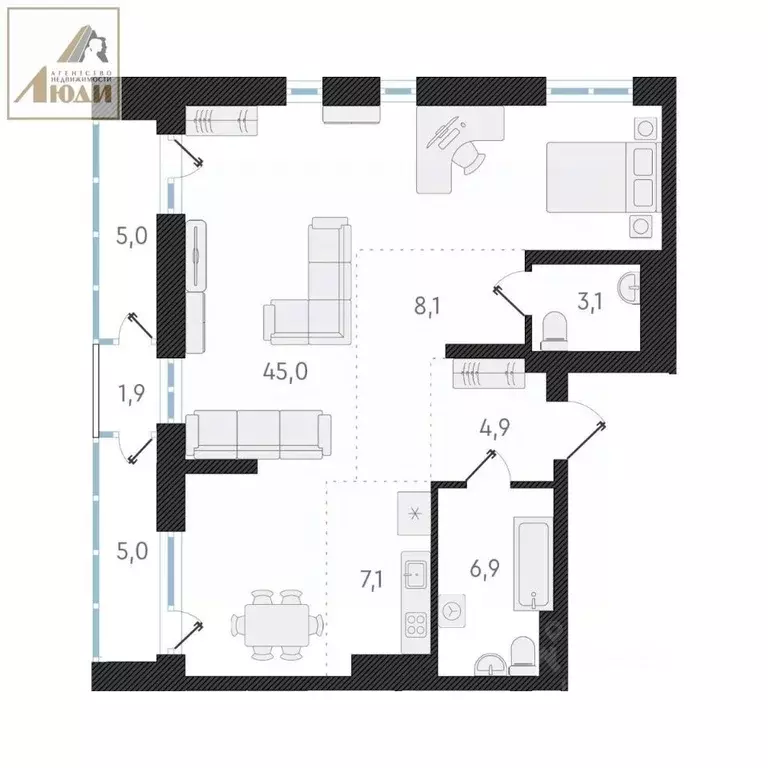 2-к кв. Новосибирская область, Новосибирск ул. Аэропорт, 49/2 (75.9 м) - Фото 2