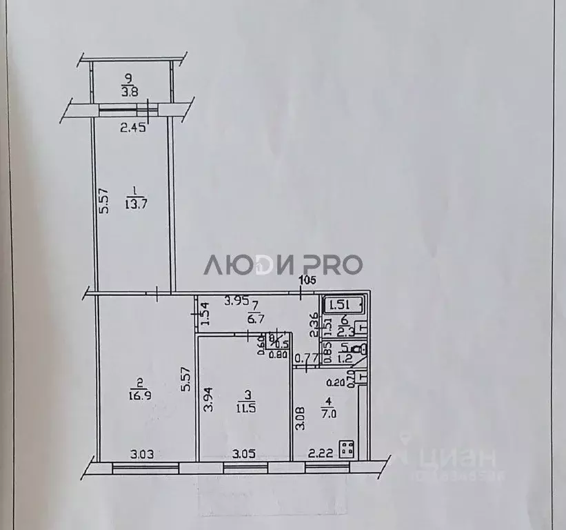 3-к кв. Башкортостан, Уфа бул. Георгия Плеханова, 7 (61.6 м) - Фото 2