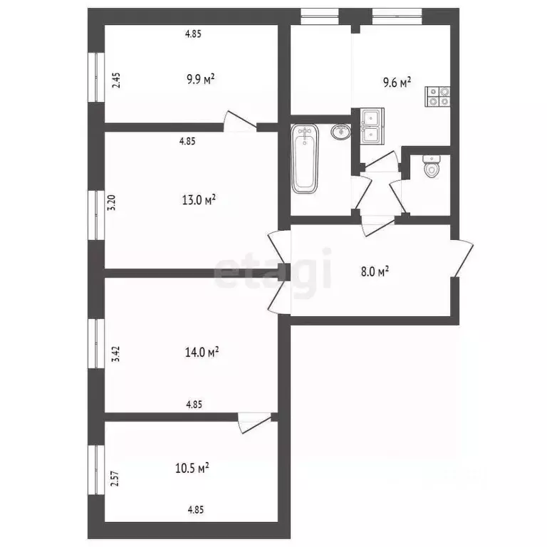 4-к кв. Ярославская область, Ярославль ул. Большая Октябрьская, 69 ... - Фото 2