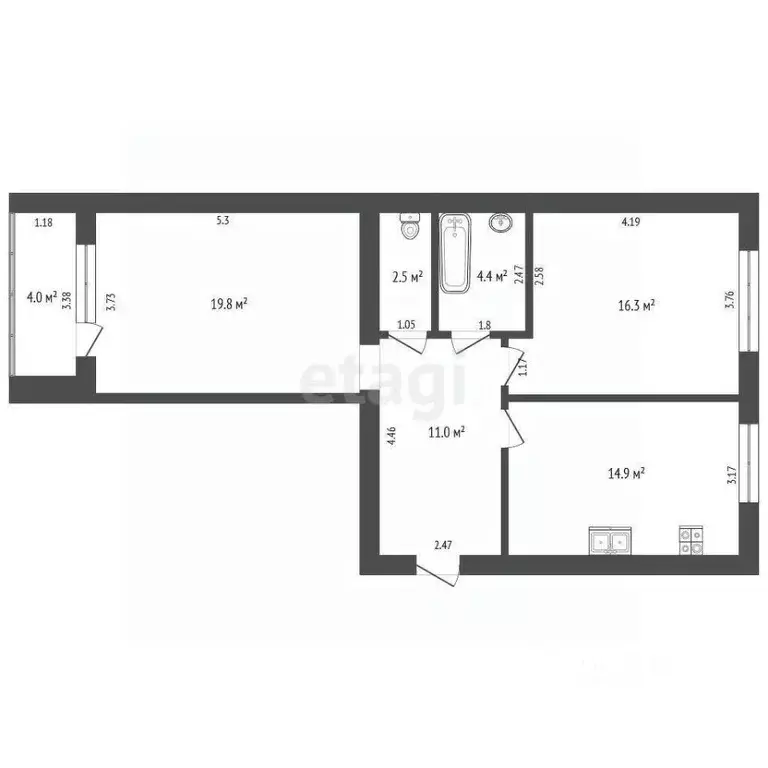 2-к кв. Ростовская область, Таганрог ул. Чехова, 375 (71.2 м) - Фото 2