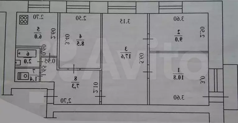 4-к. квартира, 60 м, 2/5 эт. - Фото 0