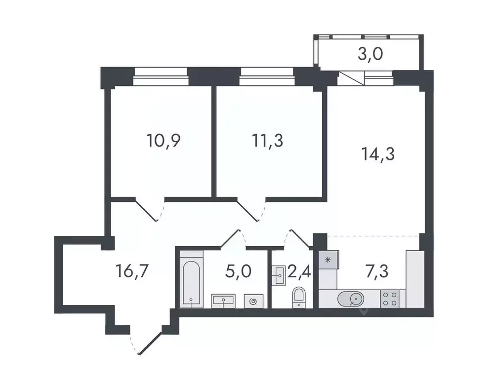 3-к кв. Кировская область, Киров ул. Чистопрудненская, 13 (70.9 м) - Фото 0