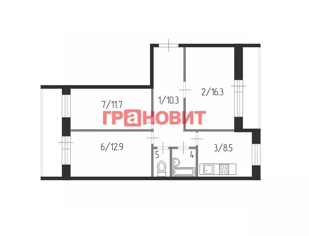 3-к кв. Новосибирская область, Новосибирск ул. Станиславского, 35 ... - Фото 1