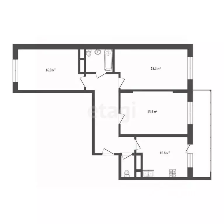 3-к кв. Московская область, Дмитров Имени В.Н. Махалина мкр, 33 (79.5 ... - Фото 2