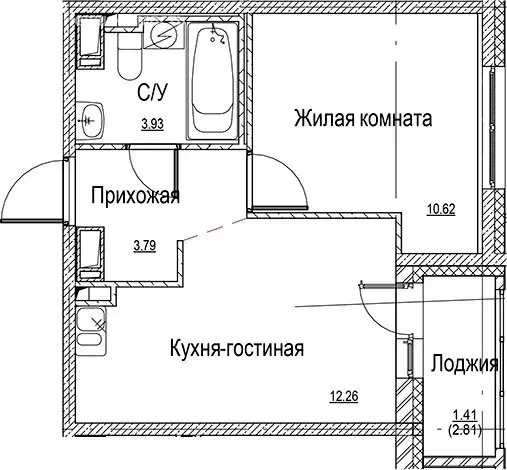 1-комнатная квартира: Кудрово, Солнечная улица, 10к1 (31.01 м) - Фото 0