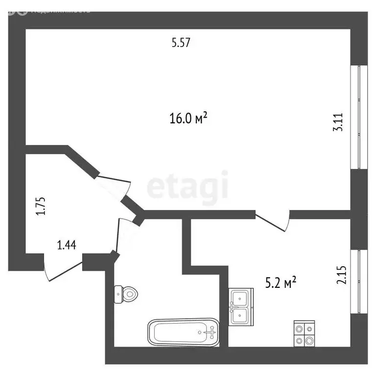 1-комнатная квартира: Омск, 2-я Дачная улица, 20 (27.1 м) - Фото 1