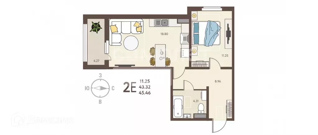 Продаётся 2-к квартира, 45.46 м - Фото 0