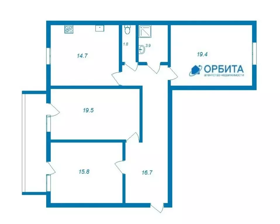 3-комнатная квартира: Тюмень, улица Пермякова, 78к2 (90.6 м) - Фото 1