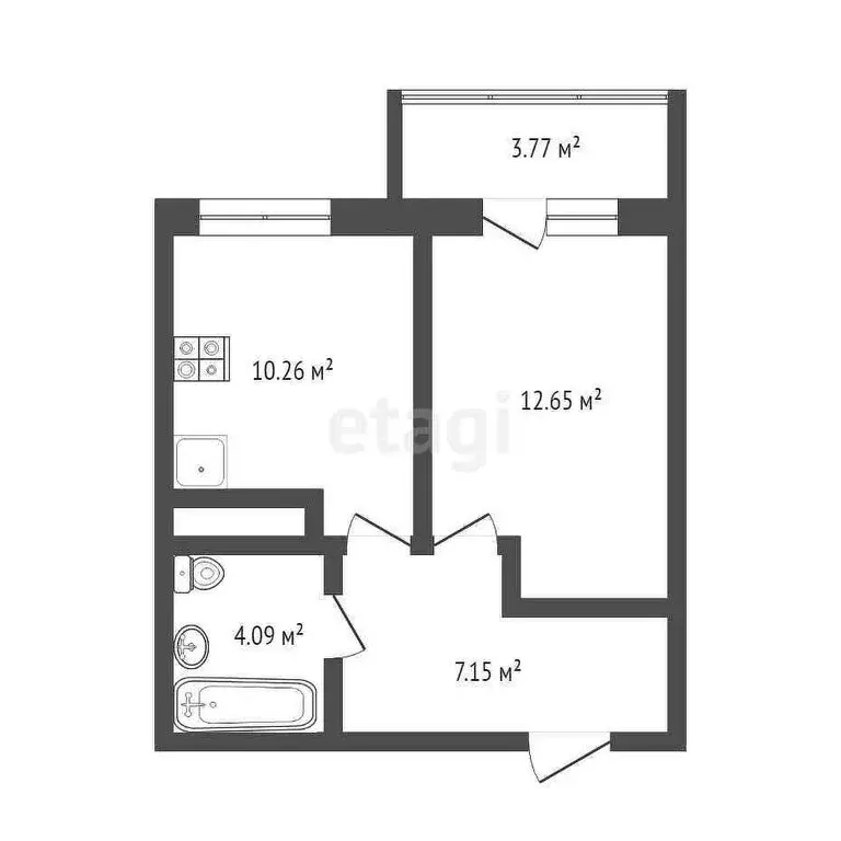 1-комнатная квартира: Тюмень, улица Тимофея Чаркова, 79 (34.5 м) - Фото 1