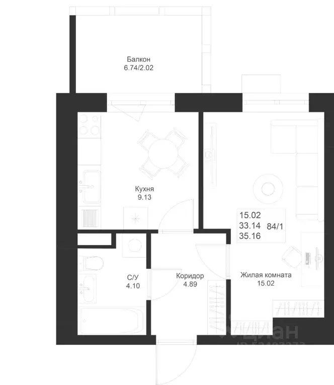 1-к кв. Татарстан, Лаишевский район, Столбищенское с/пос, с. Усады ул. ... - Фото 1