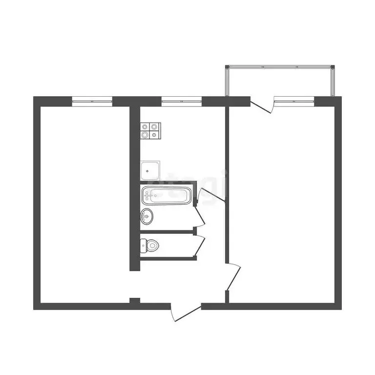 2-комнатная квартира: Бийск, улица Декабристов, 4 (44 м) - Фото 1