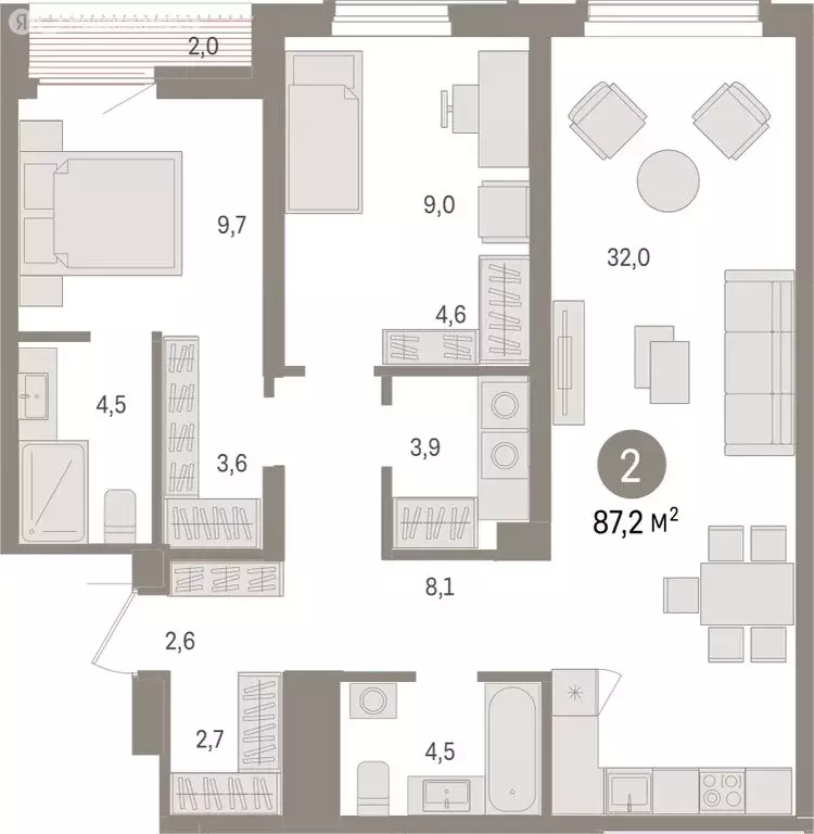 2-комнатная квартира: Новосибирск, улица Аэропорт (87.2 м) - Фото 1