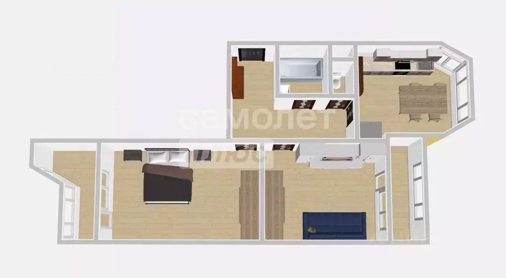 2-к кв. Московская область, Домодедово городской округ, с. Домодедово ... - Фото 2