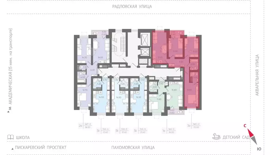 2-комнатная квартира: посёлок Шушары, ЖК Пулково Lake (56.2 м) - Фото 1