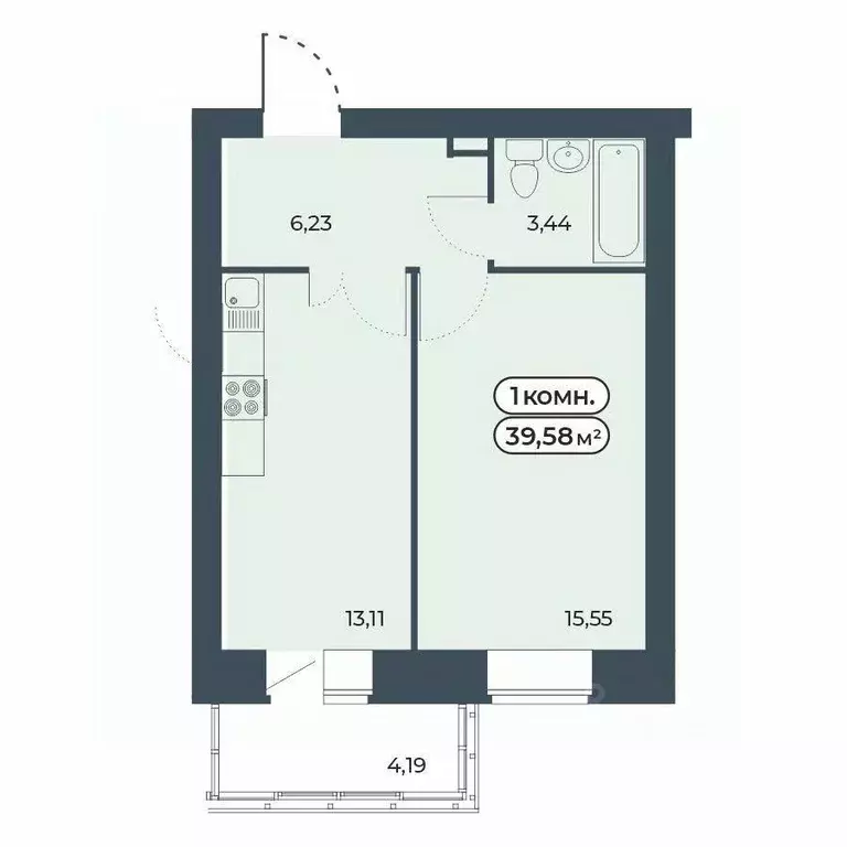1-к кв. Красноярский край, Красноярск ул. Светлова, 25/1 (39.58 м) - Фото 1