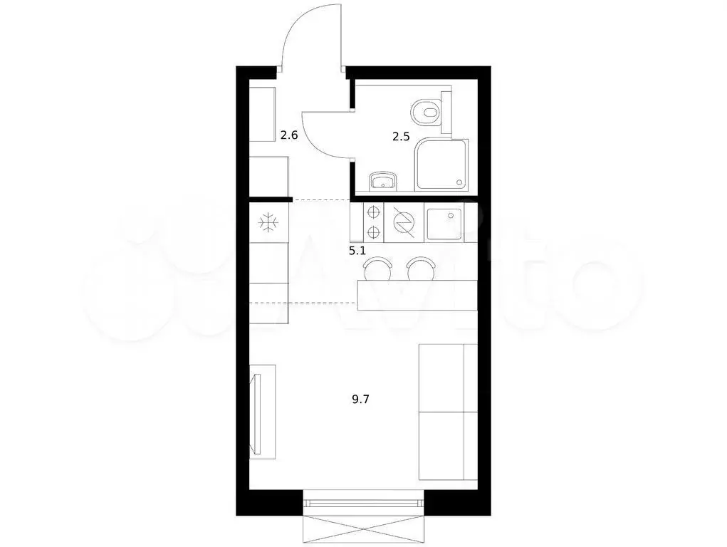 Квартира-студия, 19,9 м, 9/17 эт. - Фото 0