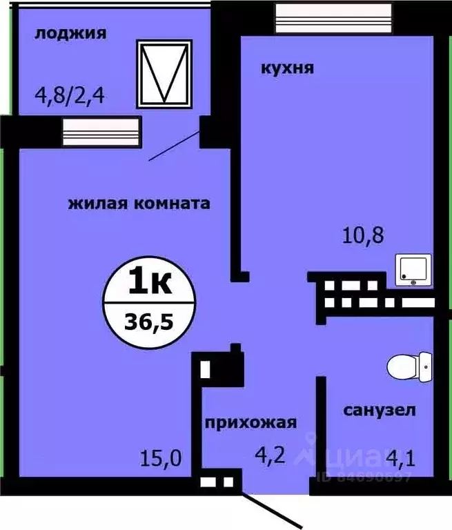 1-к кв. Красноярский край, Красноярск ул. Лесников, 55 (35.6 м) - Фото 0