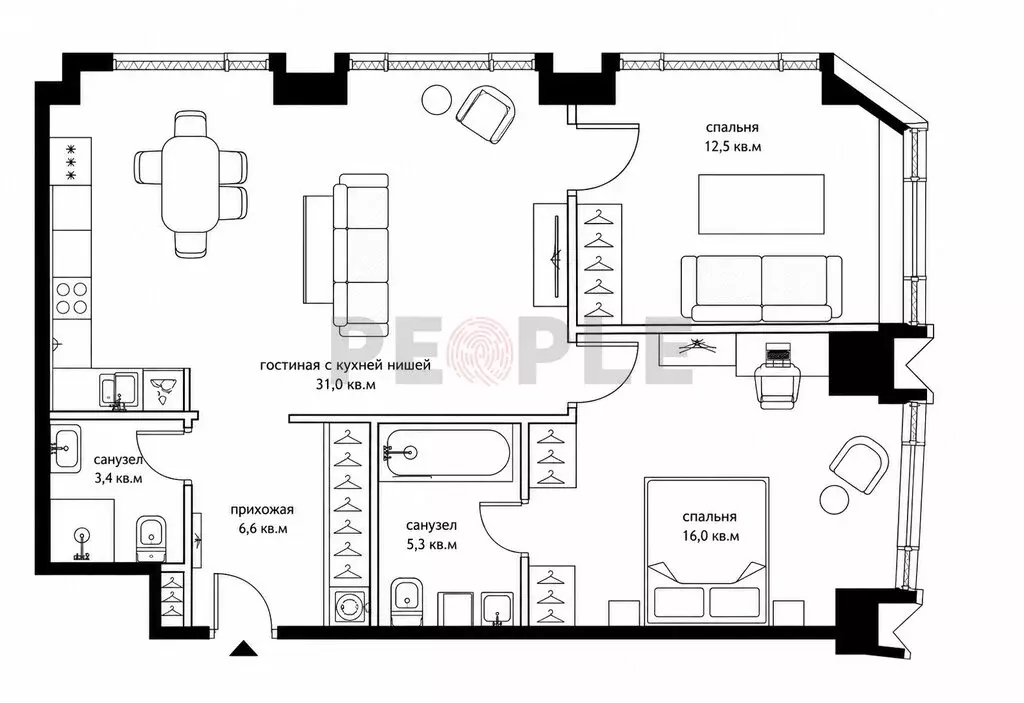 3-комнатная квартира: Москва, 1-й Сетуньский проезд, 8 (75 м) - Фото 1
