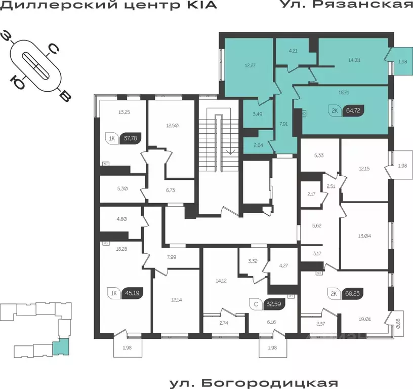 2-к кв. Тульская область, Тула ул. Богородицкая, 8В (64.72 м) - Фото 1