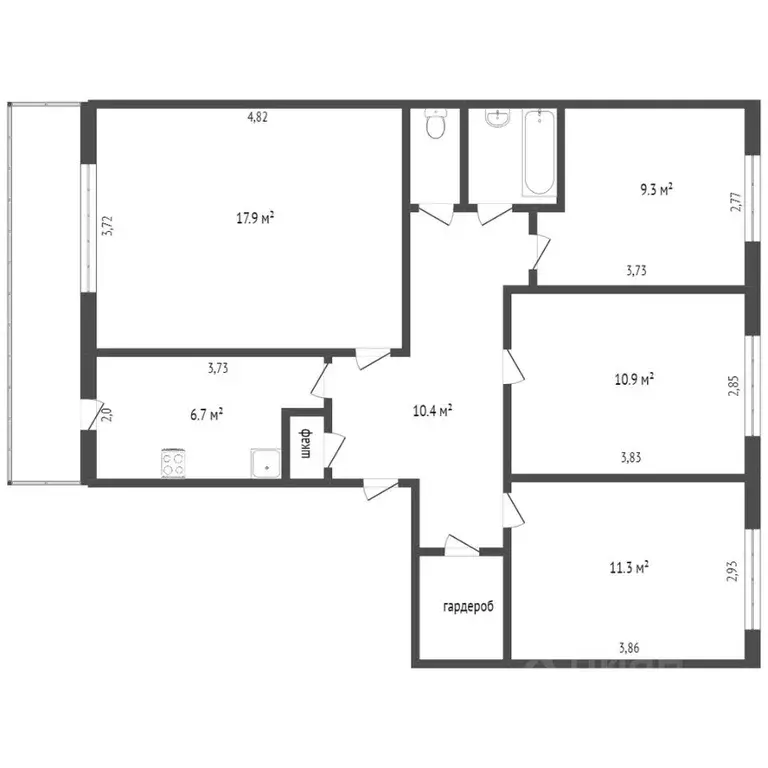 4-к кв. Новосибирская область, Новосибирск ул. Петухова, 146 (70.5 м) - Фото 1