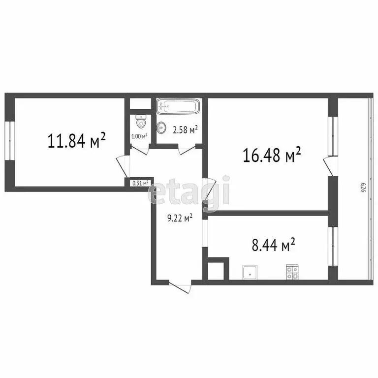 2-комнатная квартира: Ульяновск, улица Верхняя площадка, 1 (49.7 м) - Фото 0