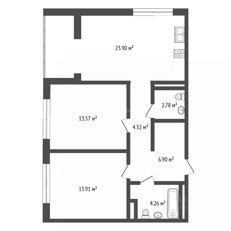 2-к кв. Тюменская область, Тюмень Ставропольская ул., 95 (69.8 м) - Фото 2