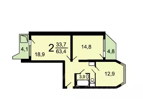 2-к кв. Московская область, Одинцово ул. Говорова, 50 (62.0 м) - Фото 1