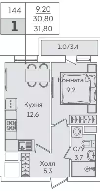 Продаётся 1-к квартира, 30.8 м - Фото 0