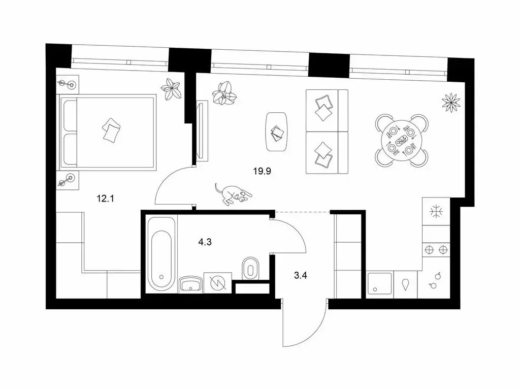 1-комнатная квартира: Москва, СЗАО, район Строгино (39.7 м) - Фото 1