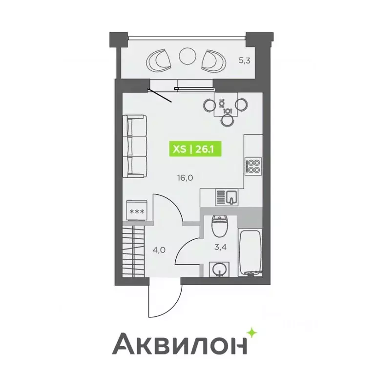 Студия Санкт-Петербург бул. Головнина, 4 (26.1 м) - Фото 0